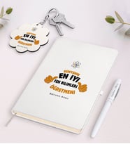 BK Gift Kişiye Özel Fen Bilimleri Öğretmeni Beyaz Defter Kalem Ve Anahtarlık Hediye Seti-1 (Model 1)