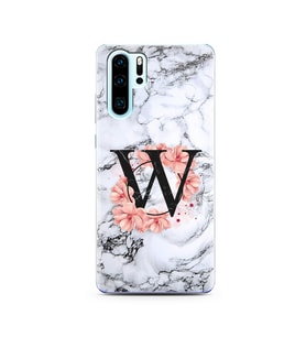 Mermer Çiçekli Harf Tasarım Süper Şeffaf Silikon Telefon Kılıfı Huawei P30 Pro W