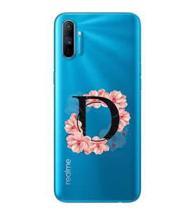 Pembe Çiçekli Harf Tasarım Süper Şeffaf Silikon Telefon Kılıfı Oppo Realmi C3 D-