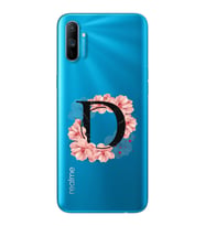 Pembe Çiçekli Harf Tasarım Süper Şeffaf Silikon Telefon Kılıfı Oppo Realmi C3 D-