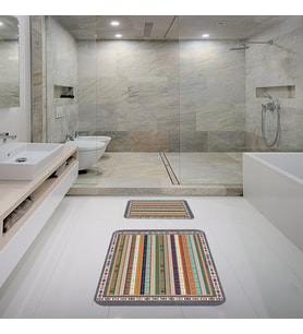 Banyo Halısı Ikili Klozet Takımı Kaymaz Tabanlı Banyo Paspas Takımı (Karışık)