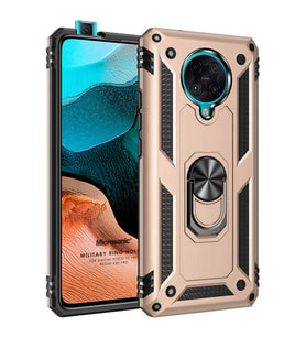 Microsonic Xiaomi Poco F2 Pro Kılıf Military Ring Holder Gold