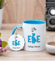 Ebe Mavi Kupa Bardak Ve Anahtarlık Set