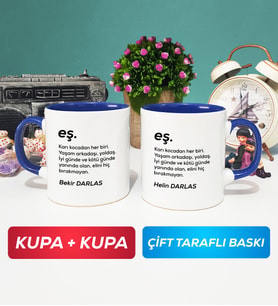 İkili Çiftlere Özel Eş Kupa Bardak Lacivert