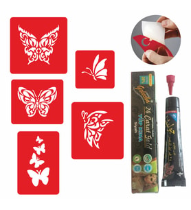 Melek Kanadı Kelebek Dövmesi Kına ve Şablon Seti Tattoo