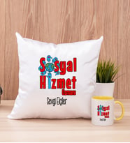 Sosyal Hizmet Uzmanı Kare Yastık ve Sarı Kupa Bardak