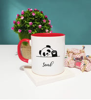 Panda Tasarımlı Kişiye Özel Panda Kupa Bardak Kırmızı