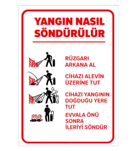 MIGNATIS - Yangın Nasıl Söndürülür Levhası - Sac Malzeme 50x70cm