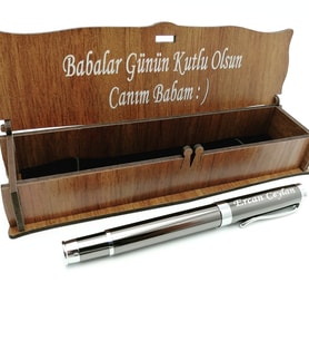 Babaya Hediye Kalem Ahşap Kutulu