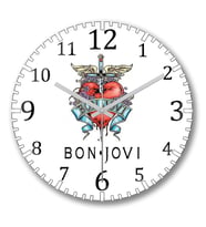 Bon Jovi Duvar Saati Bombeli Gercek Cam