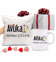 Avukat Kupa Bardağı ve Yastığı Hediye Seti (Model 1)