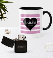 BK Gift Kişiye Özel Canım Babam Siyah Kupa Bardak Benzinli Metal Çakmak Seti-1 (Model 1)