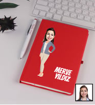 Kişiye Özel Karikatürize Bankacı Defter Kalem Seti Kırmızı 91347