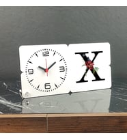 X Harfi Ahşap Masa Saati