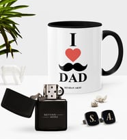 BK Gift Kişiye Özel Babamı Seviyorum Siyah Kupa Çakmak Kol Düğmesi Seti (Model 1)