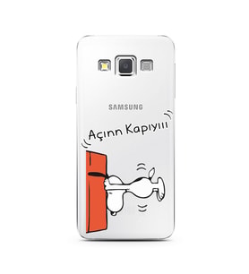 Snoopy Tasarımlı Süper Şeffaf Silikon Telefon Kılıfı Samsung A3 (2015)