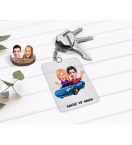 BK Gift Kişiye Özel Sevgililer Karikatürlü Şeffaf Pleksi Anahtarlık-52 (Beyaz)