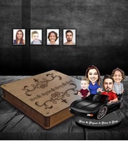 Kişiye Özel Aile Karikatürlü Ahşap Biblo Kutulu Mod-8