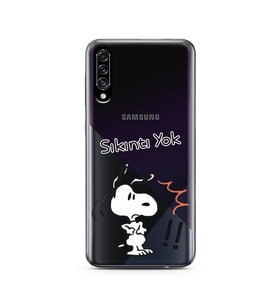 Snoopy Tasarımlı Süper Şeffaf Silikon Telefon Kılıfı Samsung A30s
