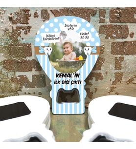 Balon Açacaklı Hediyelik Magnet - Erkek Bebek Diş Buğdayı Resimli Magnet