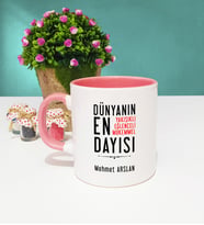 Dayı Tasarımlı Kişiye Özel Dayı Kupa Bardak Pembe