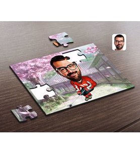 BK Gift Kişiye Özel Erkek Hokeyci Karikatürlü Ahşap Puzzle-1