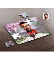 BK Gift Kişiye Özel Erkek Hokeyci Karikatürlü Ahşap Puzzle-1