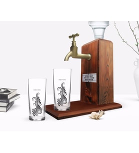 BK Gift Kişiye Özel Renkli Baskılı İsimli İkili Rakı Bardağı ve Ahşap Rakı Standı Hediye Seti-120 (Model 1)
