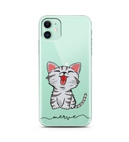 Neşeli Kedi Tasarımlı Kişiye Özel Telefon kılıfı (tüm modeller mevcuttur)