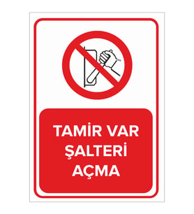 MIGNATIS - Tamir Var Şalteri Açma Levhası - Sac Malzeme 50x70cm