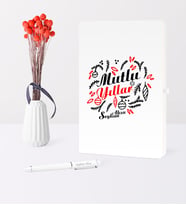 BK Gift Kişiye Özel Yılbaşı Mutlu Yıllar Temalı Beyaz Defter Kalem Seti - 4