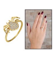 Zirkon Taşlı Spider Tasarım Gold Renk 925 Ayar Gümüş Bayan Yüzük (Çok Renkli)