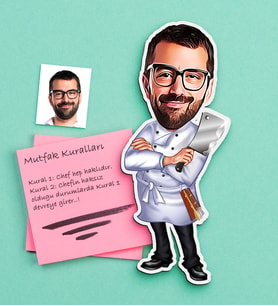 BK Gift Kişiye Özel Bay Chef Karikatürlü Ahşap Magnet-5 (Çok Renkli)