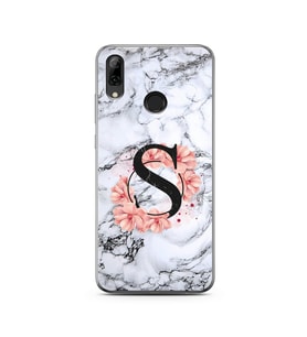 Mermer Çiçekli Harf Tasarım Süper Şeffaf Silikon Telefon Kılıfı Huawei PSmart 20