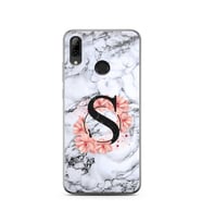 Mermer Çiçekli Harf Tasarım Süper Şeffaf Silikon Telefon Kılıfı Huawei PSmart 20