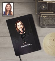 Kişiye Özel Öğretmen Karikatürlü Siyah Defter Bayan-6