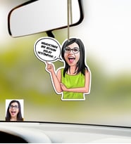 BK Gift Kişiye Özel Bayan Kolay Yetişmiyor Karikatürlü Ahşap Araba Dikiz Ayna Süsü-5 (Beyaz)
