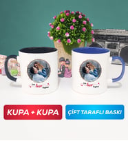 İkili Sevgiliye Sevgililer Günü Hediyesi 11 Kupa Bardak Siyah Lacivert