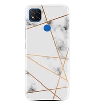 Kılıfland Xiaomi Redmi 9C Kılıf Silikon Resimli Kapak White Marble Mermers With Triangle Stok 1195