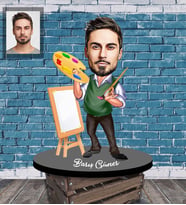 Kişiye Özel Ressam Karikatürlü Ahşap Biblo  Bay-1