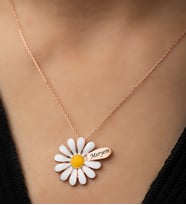 Papatya Silver Papatya Kolye Kişiselleştirilebilir Yazılı Gümüş
