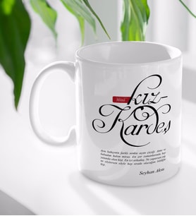 BK Gift Kişiye Özel Mânâ Kız Kardeş Beyaz Kupa Bardak