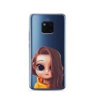 Kahve Saçlı Kız Tasarımlı Süper Şeffaf Silikon Telefon Kılıfı Huawei Mate 20 Pro