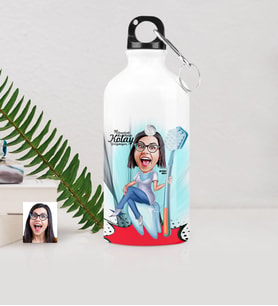 BK Gift Kişiye Özel Bayan Diş Hekimi Karikatürlü Metal Suluk 500 Ml 3
