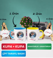 İkili Mavi Sarı Sevgiliye Sevgililer Günü Hediyesi 11 Kupa Bardak Anahtarlık