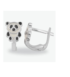 Mineli Panda Küpe 925 Ayar Gümüş Altın Kaplama