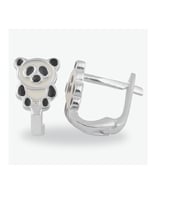 Mineli Panda Küpe 925 Ayar Gümüş Altın Kaplama