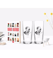 BK Gift Kişiye Özel Renkli Baskılı Atatürk Temalı İkili Rakı Bardağı ve Rakı Cep Kitabı Hediye Seti-10 (Model 1)
