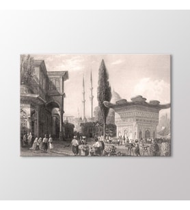 Arty Tablo Tophane Çeşmesi ve Pazar Yeri Tablo (Karışık)