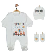 Pia Baby GL 1918-01 İsme Özel Üçlü Tulum Set